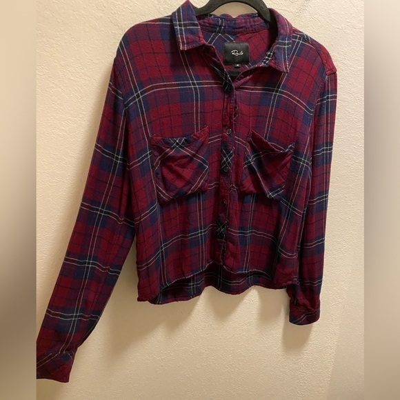 Rails Dylan Button Down Flannel In Oxblood/Navy Size M - Picture 9 of 12